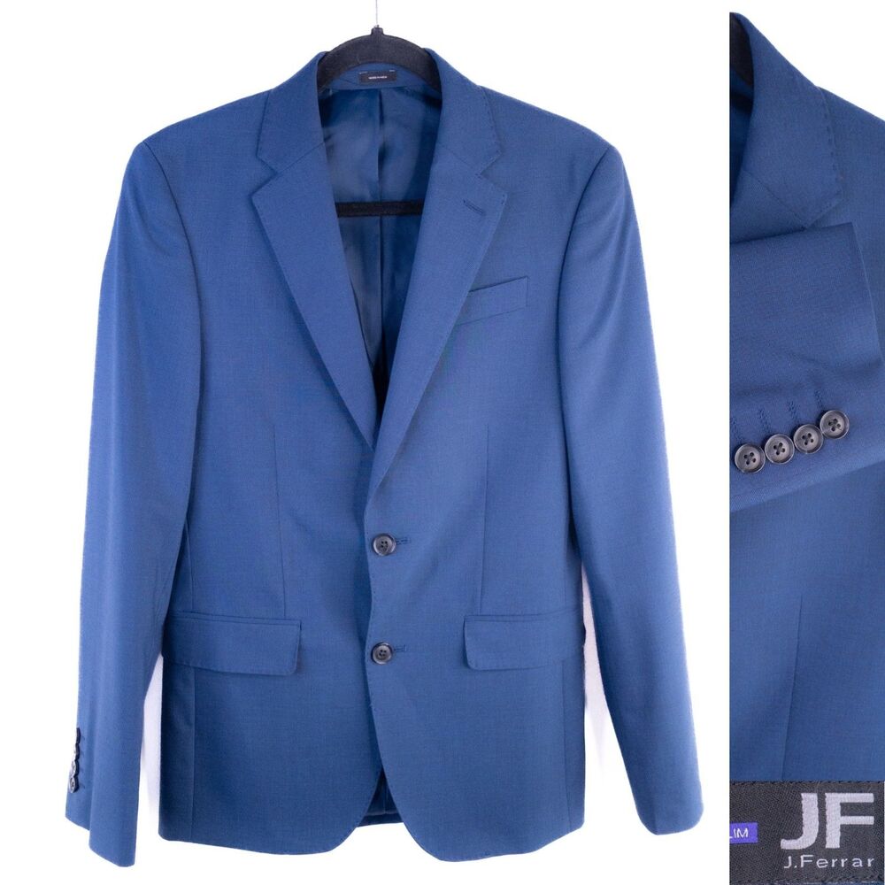 J Ferrar Blazer Mens 34R Slim Blue Sport Suit Coat Jacket Blazer 2 Button